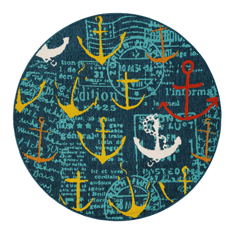Angelys Indoor/Outdoor Area Rug, Round 5'1"