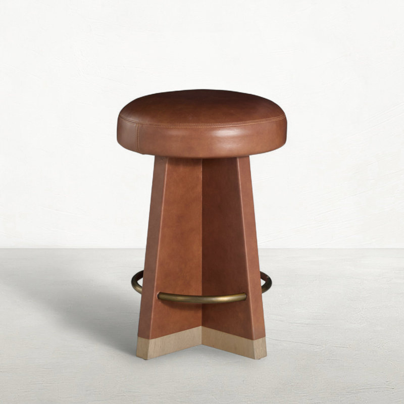 Plateau Leather Swivel Bar Stool, Counter Stool (25” Seat Height), Dawn
