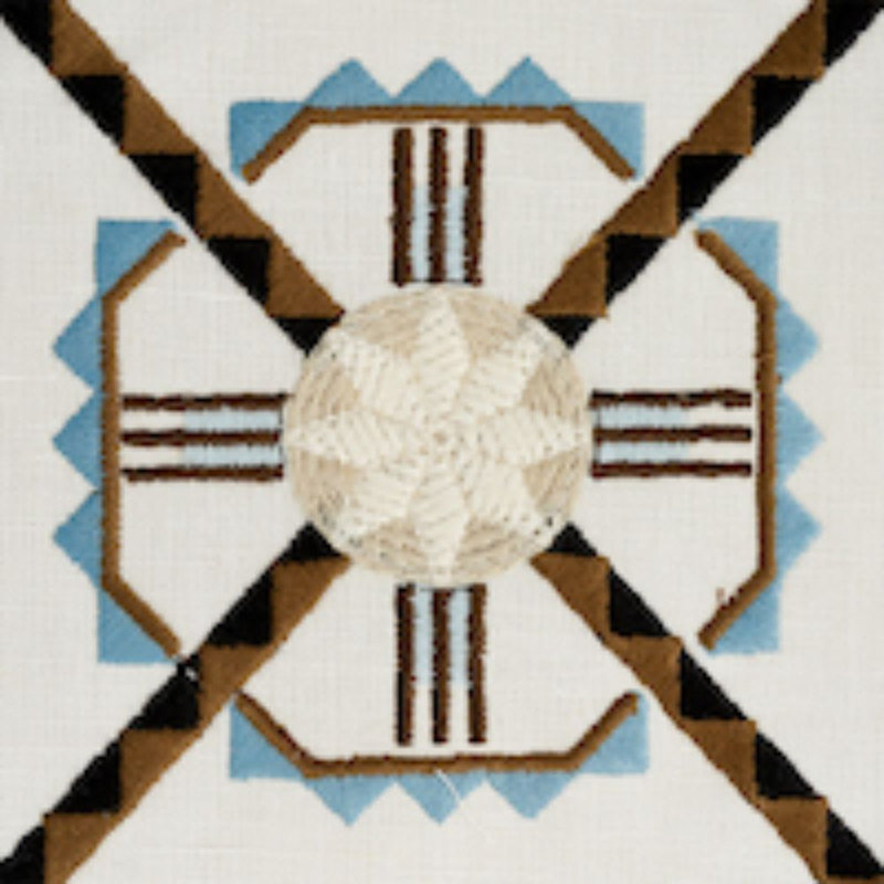 Chamizal Embroidery Fabric, Neutral/Sky