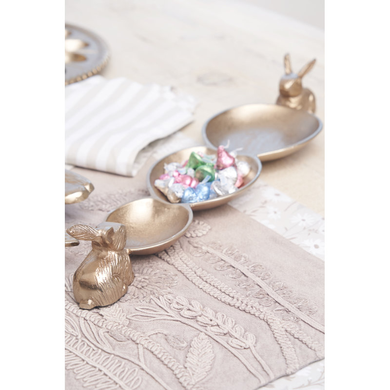 Metal Solid Bunny Rabbit Easter Spring Egged Sectional Serving Platter