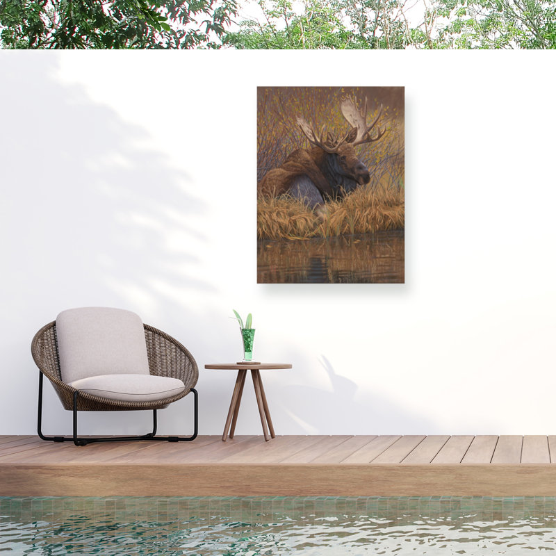 Jeff Hoff niché dans une toile d'orignal Teton Moose, H 14 po x l 19 po