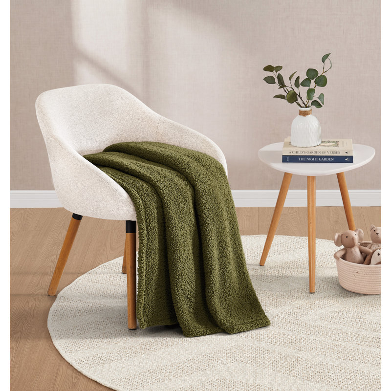My World Cloud Sherpa Throw, Olive Green