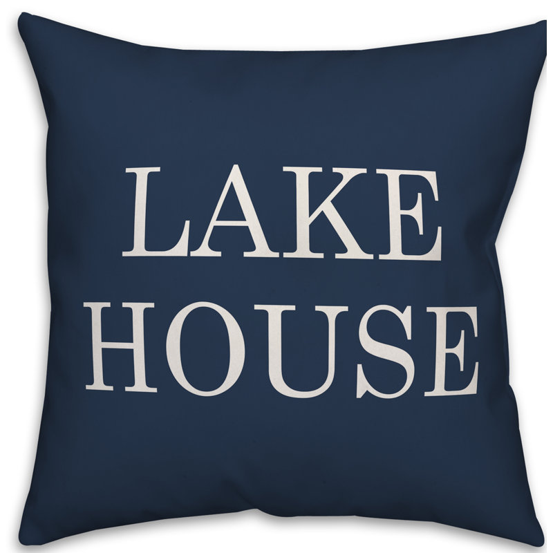  Coussin intérieur / extérieur Lake House, H 16 po x l 16 po, Bleu marine