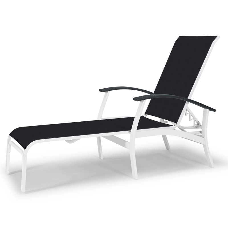 Askar Outdoor Rust-Resistant Metal Chaise Lounge, Classic Graphite P30, Black 5D Sunbrella®, Gloss White
