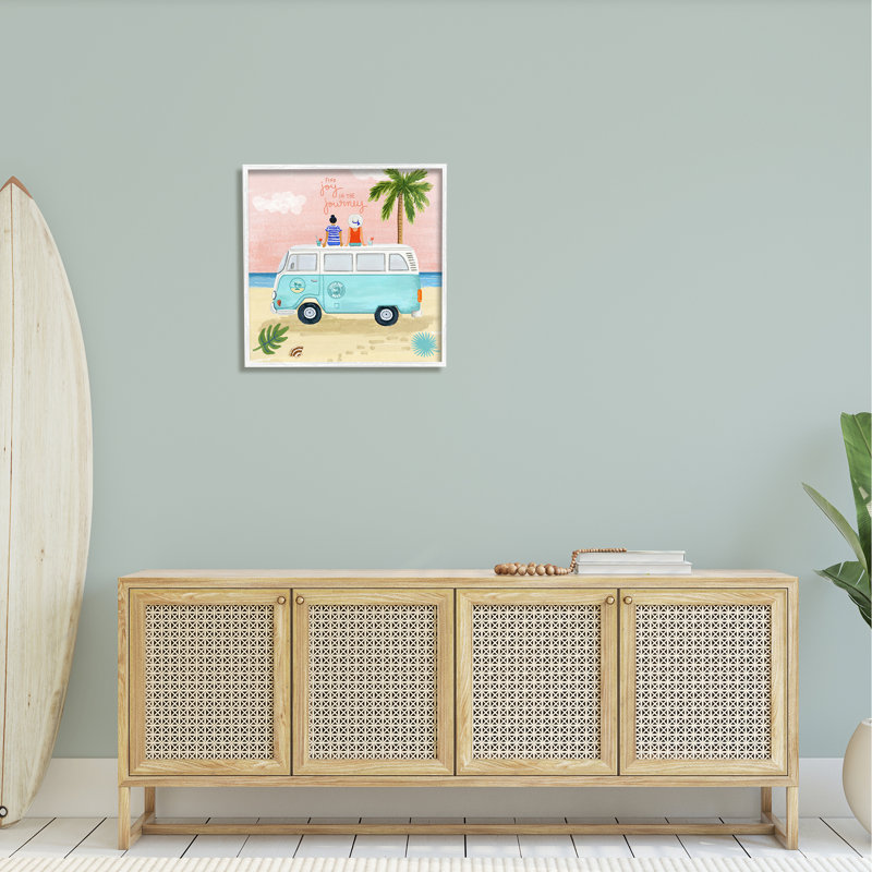 Joie dans le voyage, H 24 po x l 24 po x P 1,5 po, Giclée encadrée blanc bord de mer