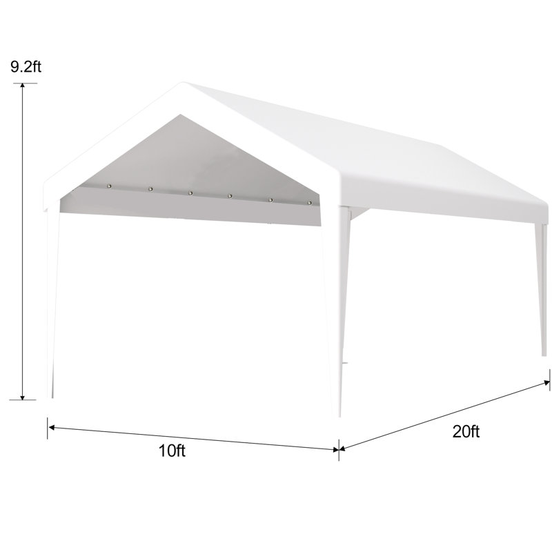 10X20ft Carport Canopy Replacement Tarp - Waterproof & Protected. Fine Polypropylene. 72 Elastic Buckles. Reinforced Border. Easy Setup Portable Storage. White. For Vehicle Shelter At Outdoor Events