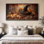 Grande toile encadrée - Décoration automnale citrouille et chapeau de sorcière pour l'Halloween - 152 x 76 cm-133470677-133470676