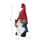 Statue de jardinier gnome de taille moyenne tenant une pancarte maison