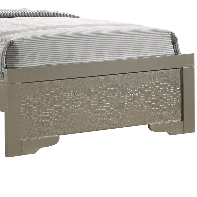 Elegant Silver Champagne Twin Bed, Twin