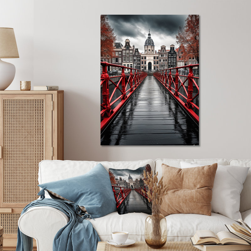 Amsterdam, paysage urbain magnifique I - décoration murale en métal Amsterdam, H 20 po x l 12 po x P 1 po