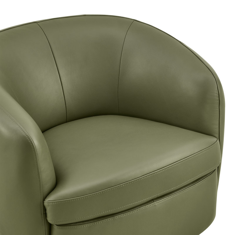 Fauteuil pivotant Marcy en cuir véritable, Olive, Marron foncé