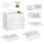 600 mm Bathroom Vanity Unit, Wall Mounted Vanity Bathroom Unit with Ceramic Basin, Floating Bathroom Sink Cabinet with 2 Drawers, White 