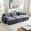Oversized Modular Cushioned Sofa,With 3 Ottomans To Work As Sleeper Sofa Beds, 3-Seater Sofa With 3 Footstools
