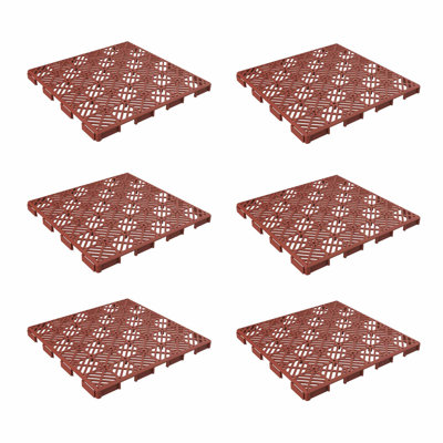 Walk This Way ! Gardening 1 Patio 11.5" x 11.5" Plastic Interlocking Tile in Terracotta