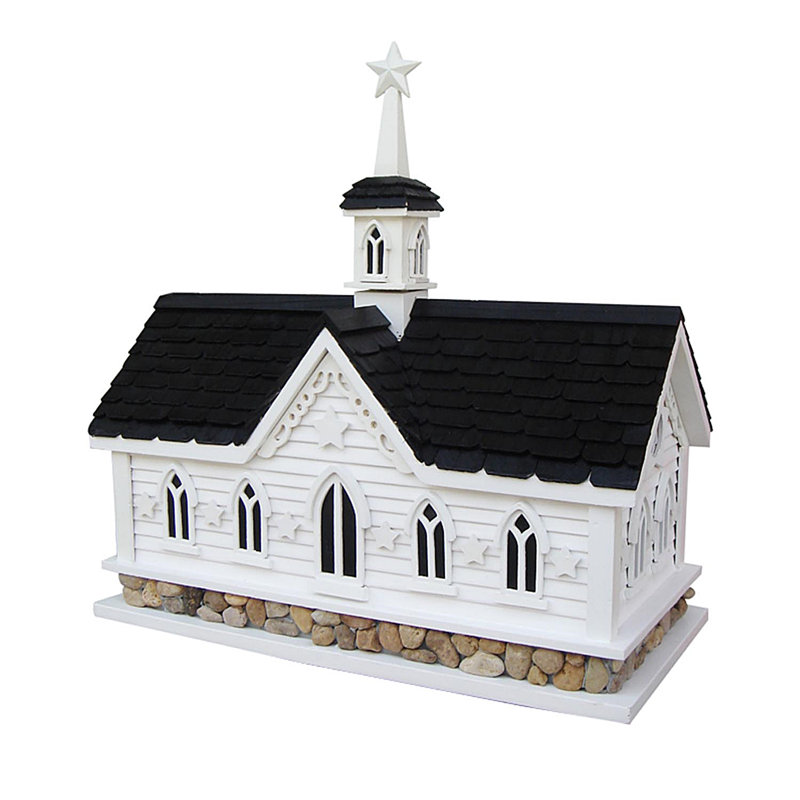 White and Black River Stone Star Barn Birdhouse