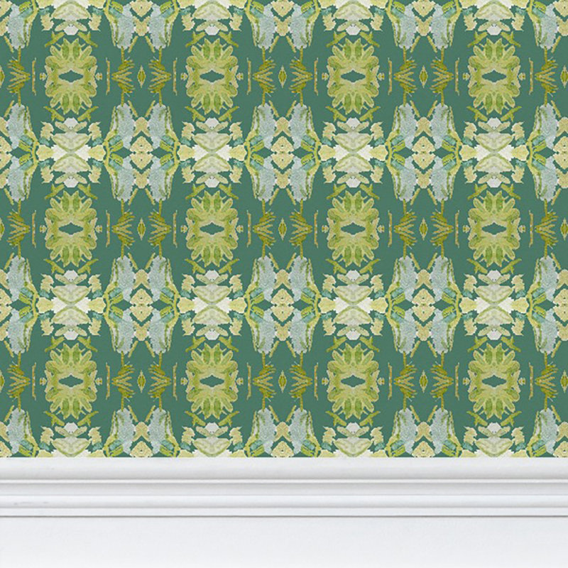 Wildflowers I Medium Repeat Wallpaper, Dark Green, Cellulose/Polyester