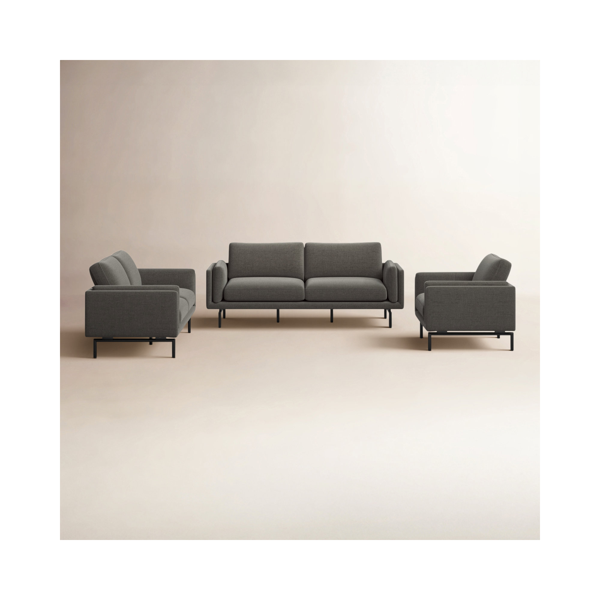 Elenora 3 - Piece Living Room Set, Charcoal Performance