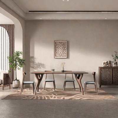Creative solid wood rectangular dining table set