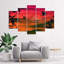 Japanese Red Landscape - 5 Piece No Frame Print on Canvas