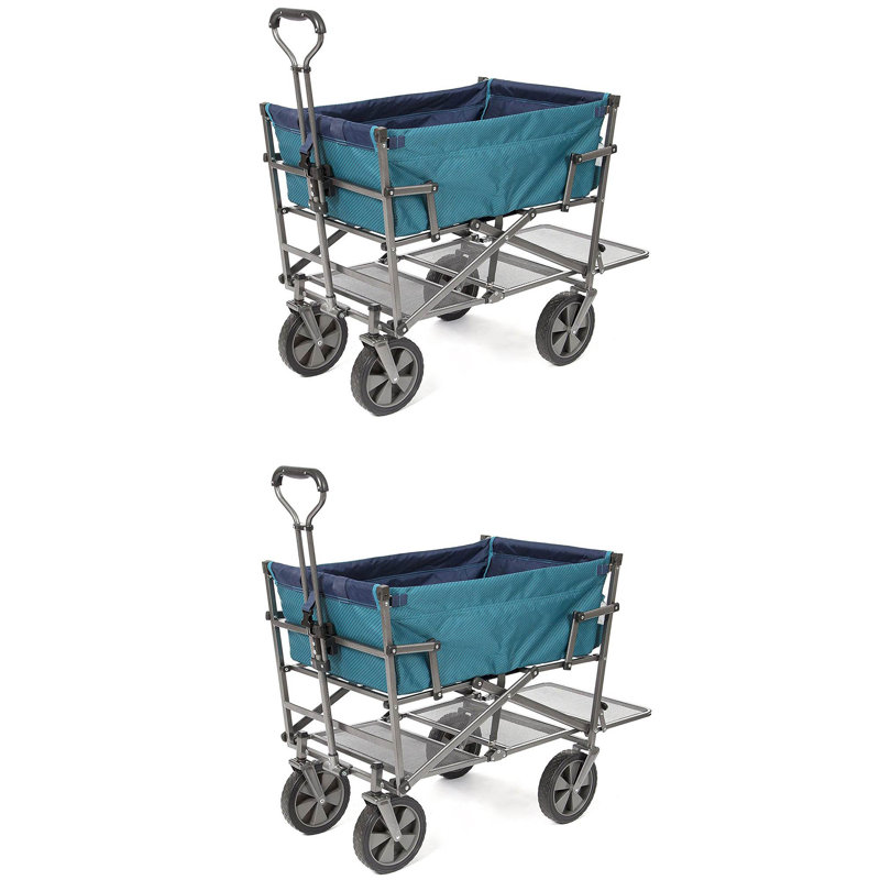 Mac Sports Collapsible Double Decker Garden Utility Wagon & Lower Shelf (2 Pack)