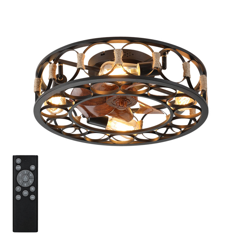 Ventilateur de plafond industriel en cage de 20 pouces avec lumières, montage encastré, réversible à 6 vitesses, télécommande, pour cuisine de petite chambre