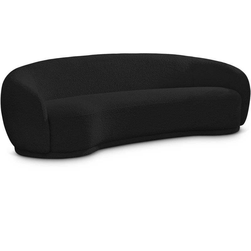 Canapé Chesterfield Hyde, Tissu bouclé noir, H 28 po x l 89,5 po x P 38 po