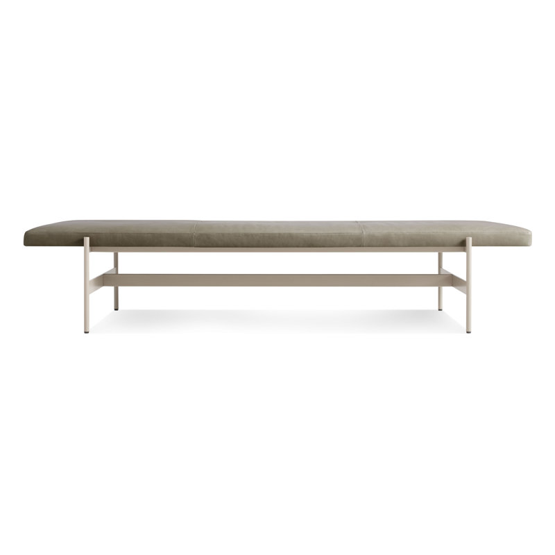 Daybench Genuine Leather Upholstered Bench, Putty, Grey, 14" H x 75" W x 24" D