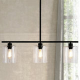 Luminaire suspendu pour îlot de cuisine moderne à intensité variable avec abat-jour en verre transparent Alorie