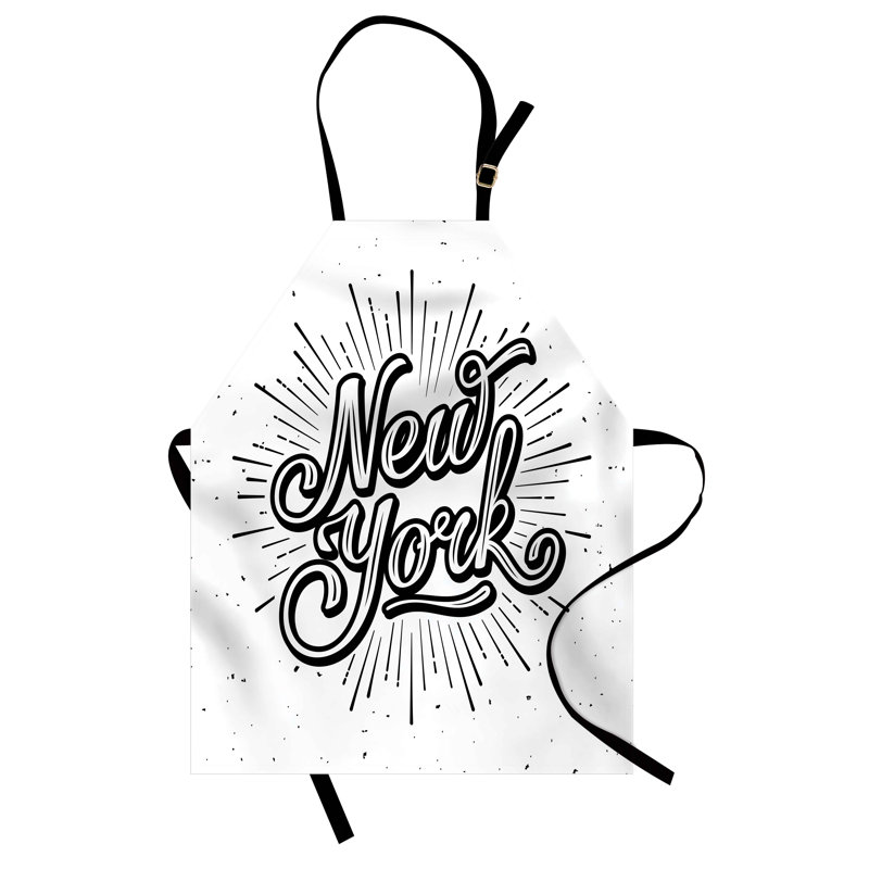 Tablier East Urban Home, unisexe, typographie New York, taille adulte, noir et blanc