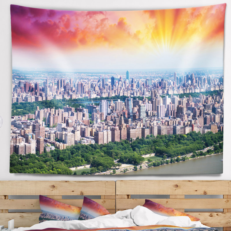 Tapisserie d’horizon cityscape new york magnifique manhattan, H 32 po x l 39 po