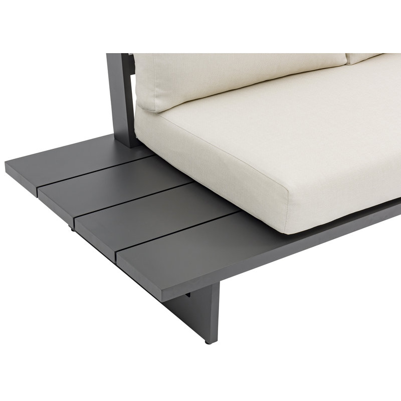 Hoyte 184.5'' Wide Wedge Aluminum with Cushions, Grey, Cream