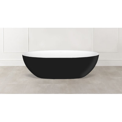 Barcelona Painted 70-1/4" x 33-5/8" Freestanding Soaking Bathtub In Volcanic Limestone With Overflow Hole