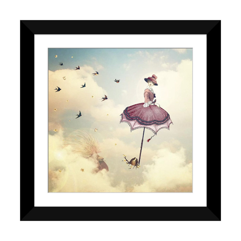 «Rain Lady», impression sur toile, Papier d'art encadré noir, H 24 po x l 24 po x P 1 po, Blanc