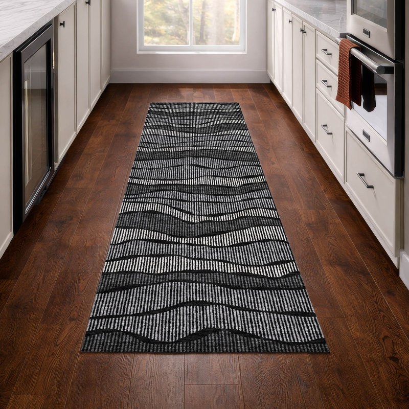 Tapis intérieur / extérieur lavable à la machine Chantille ACN2849, Noir, Tapis de couloir 2 pi 3 po x 7 pi 6 po