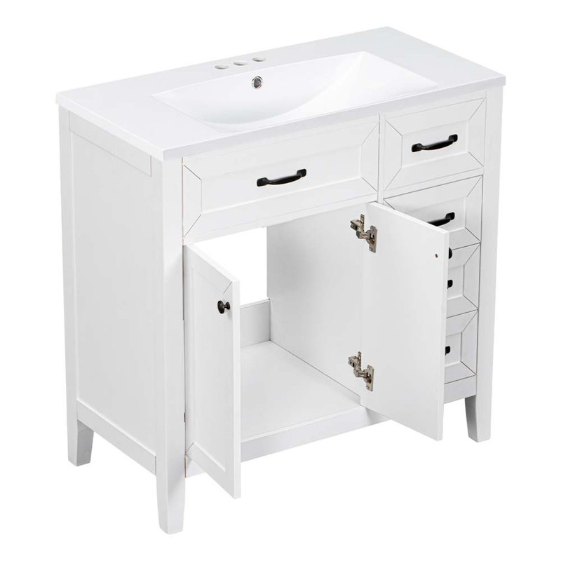 Meuble-lavabo 35,98 po avec lavabo, Blanc
