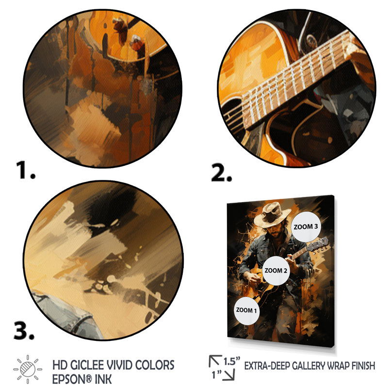 Besan Music Country Ballad Warm I, H 32 po x l 24 po x P 1 po, Cadre flottant doré