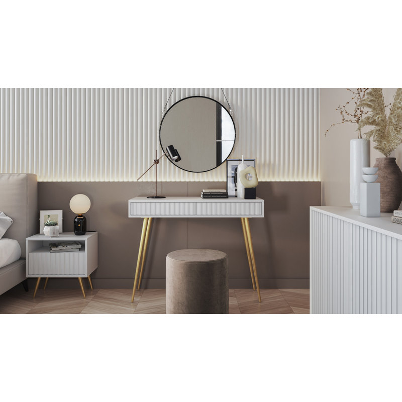 Stobie Dressing Table, White/Gold
