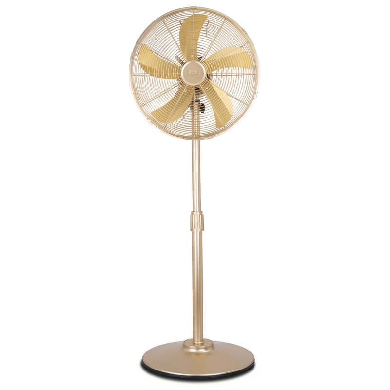 16″ Pedestal Fan - Adjustable Height - Wide-Angled Oscillation, Gold