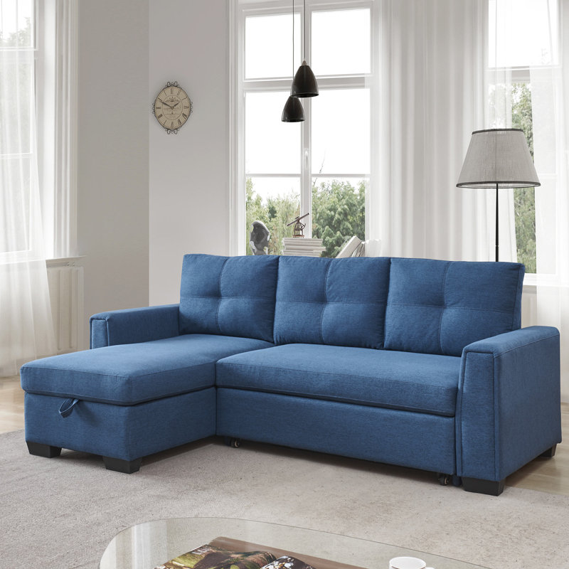 Canapé-lit rembourré 91,7 po Moomal, Mélange de polyester bleu