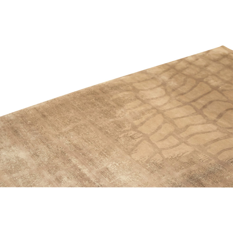 Tapis brun clair et muscade de haute qualité noué à la main