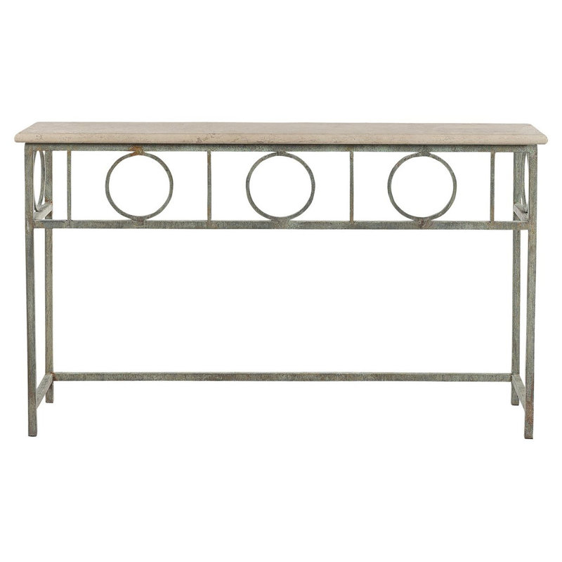 Hampton Console Table, Lite Travertine, Deep Ocean