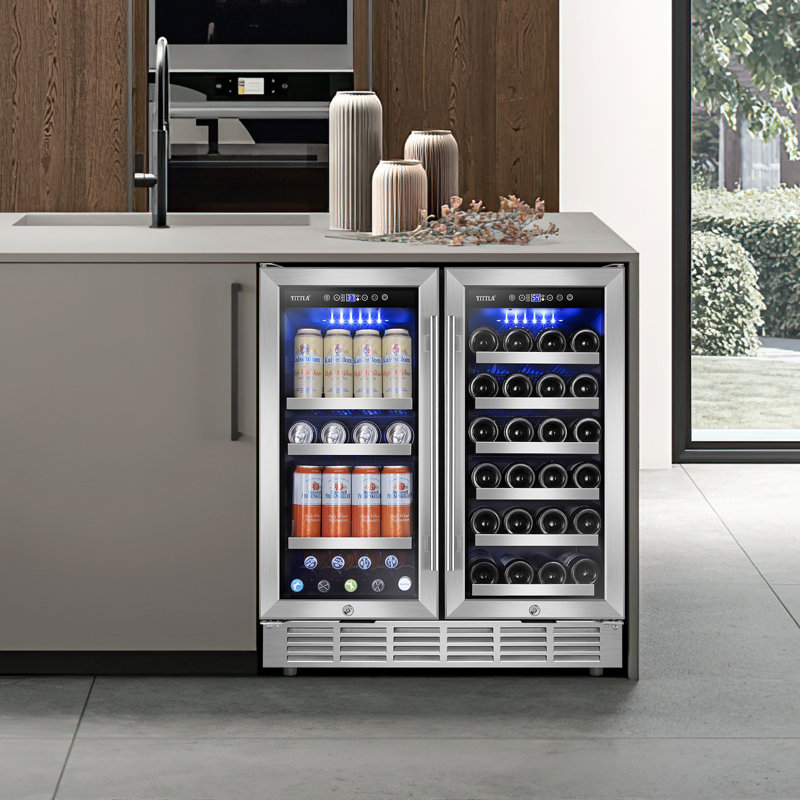 30" Stainless Steel Dual Zone Wine and Beverage Refrigerator