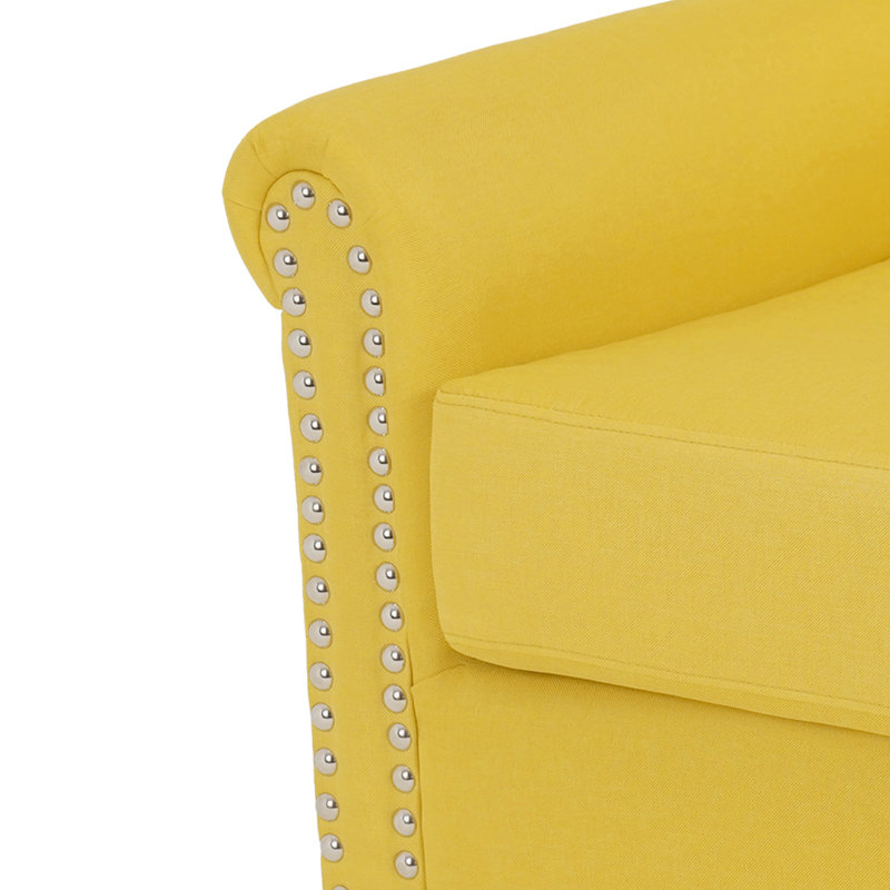 Fauteuil d'appoint capitonné de 29,9 po Abcde, Lin jaune