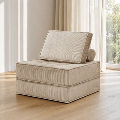 Modular Single Seater Sofa with Multi-Combination Design, Skin-Friendly Fabric Upholstery, High-Density Spring Padding for Premium Long-Lasting Comfort, Versatile DIY Furniture Suitable for Living Rooms, Study Spaces, Bedrooms