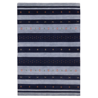 Tapis bleu marine et gris Kashkuli Gabbeh 6 pi 6 po x 9 pi 8 po