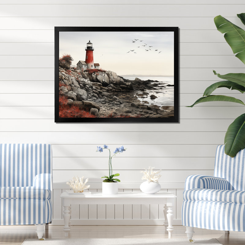 Coastal Seaside Harmony II - Beach & Ocean Canvas Prints, H 30 po x l 40 po x P 1,5 po, Cadre photo noir