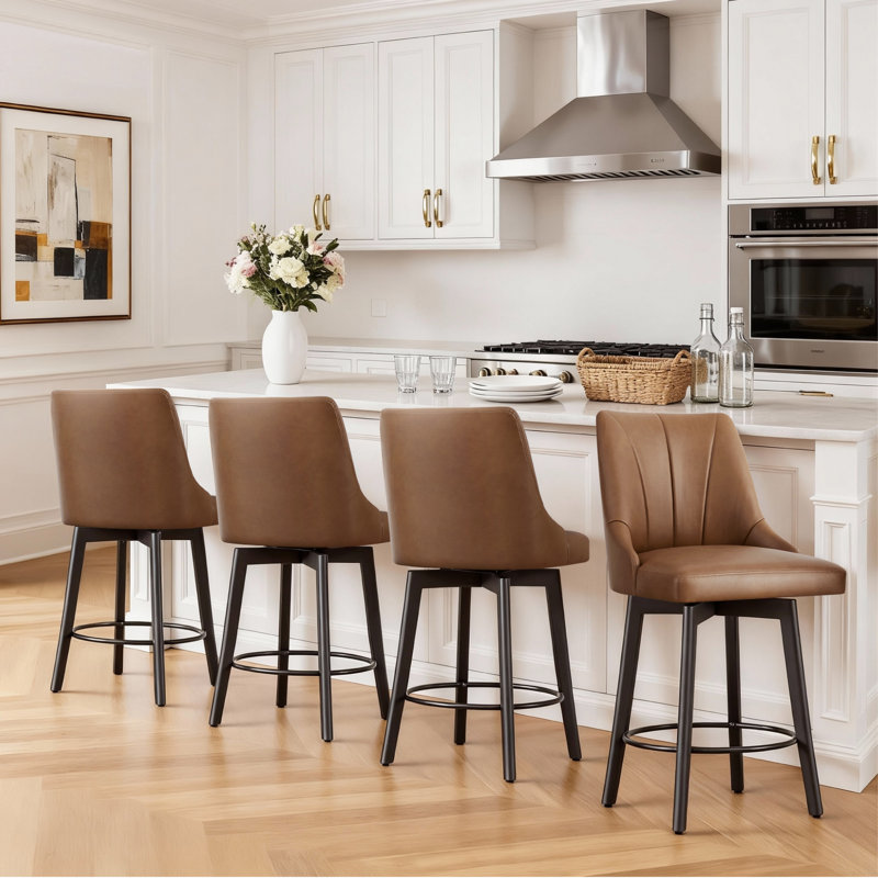 Swivel Upholstered Counter Stool, Brown