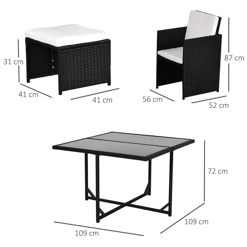 Bae 8 - Person Patio Dining Set with Square Table , Cushions Included