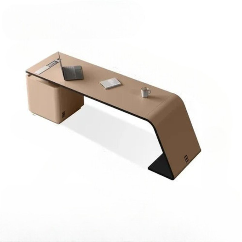 Clorinde L-Shaped Writing Desk, Beige, 75cm H x 180cm W x 70cm D
