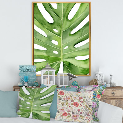 «Monstera Leaf Tropical Palm», reproduction botanique sur toile flottante